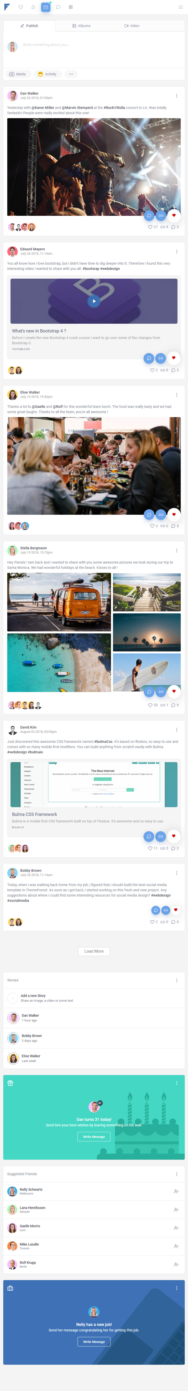 Friendkit – Premium Responsive Social Media UI Kit HTML5 Template theme — Tablet preview