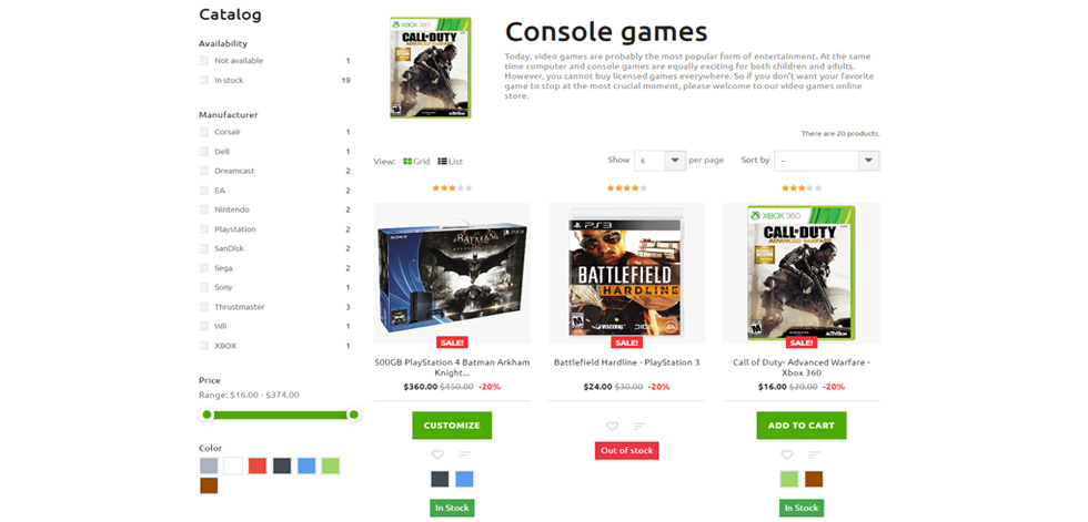 Category page