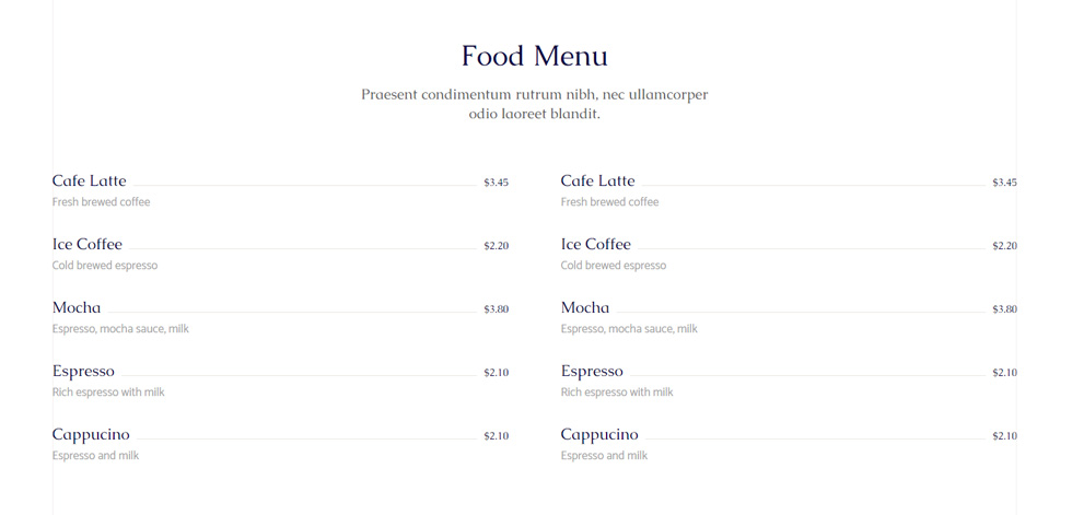 Food Menu