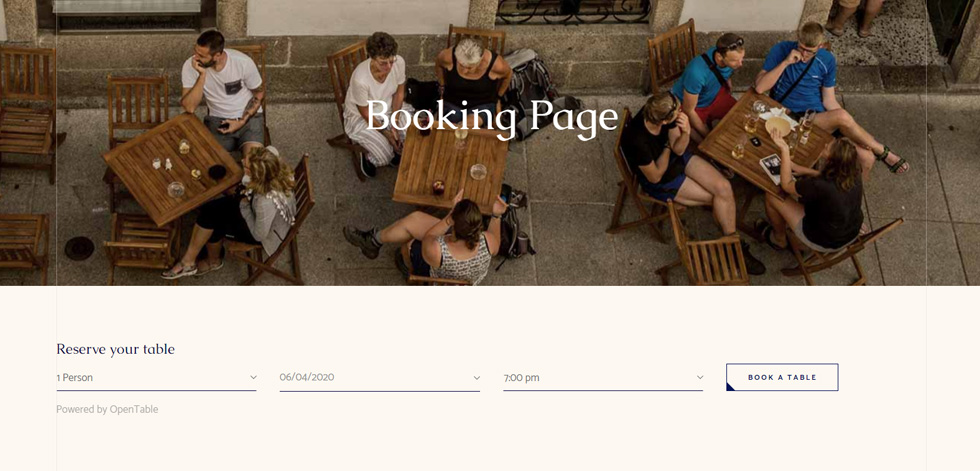 Booking page