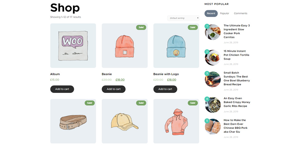 Shop page