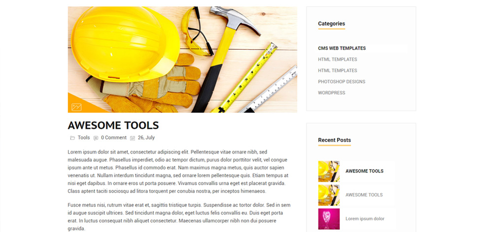 Blog post page