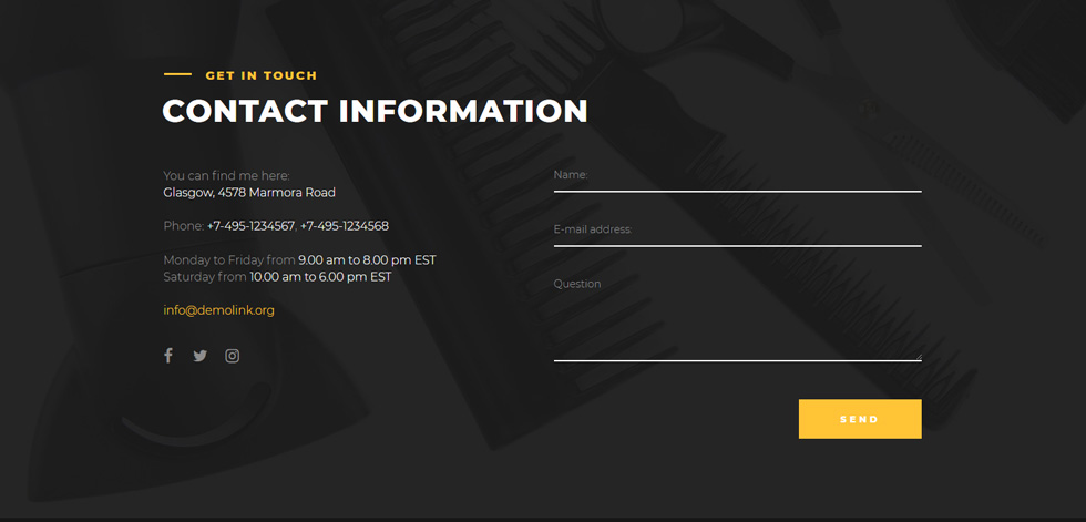 Contact page