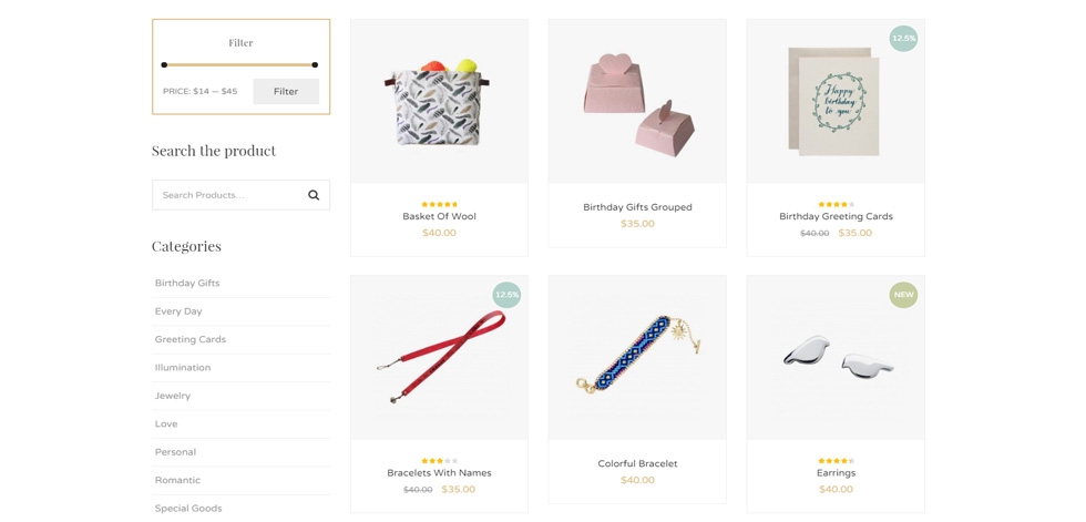 Shop page