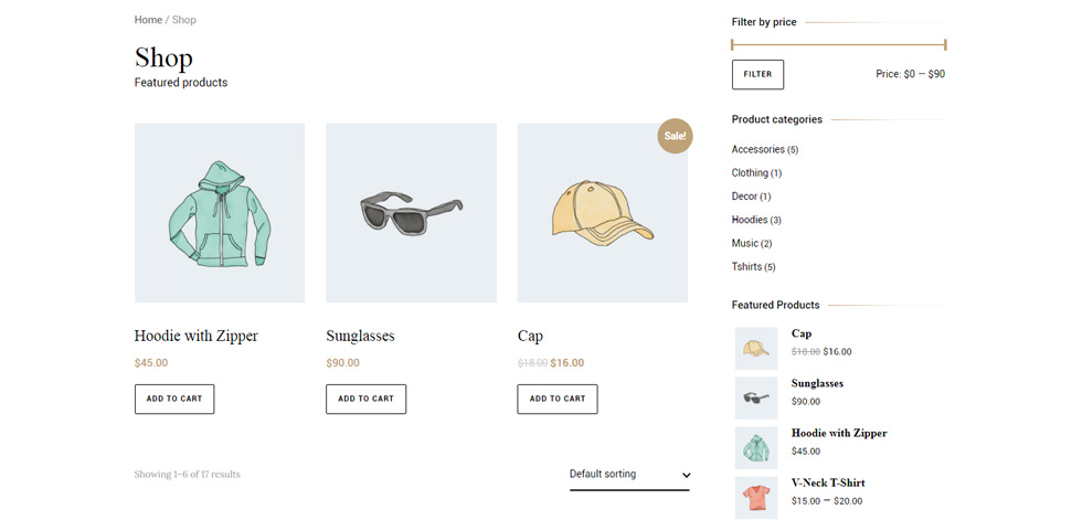 Shop page