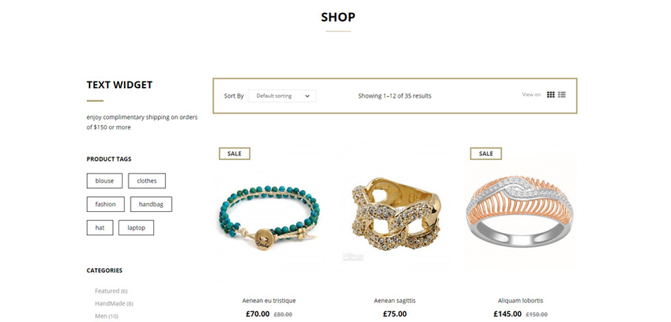 Shop page
