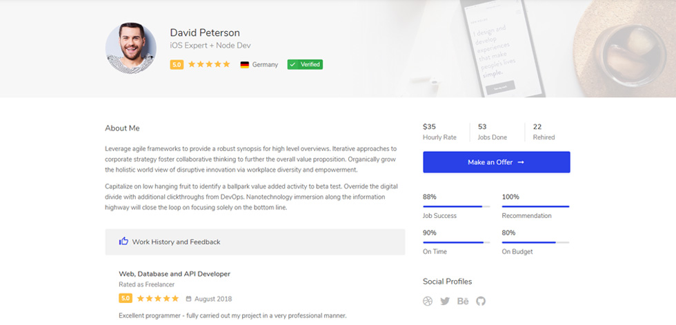Freelancer profile