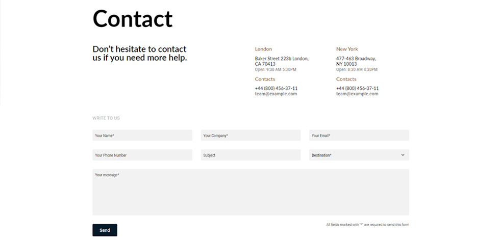 Contact page