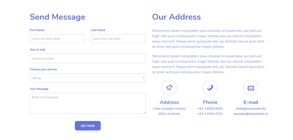 Contact page