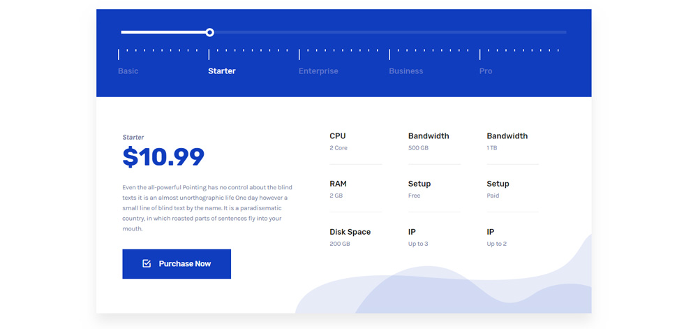 Pricing tables