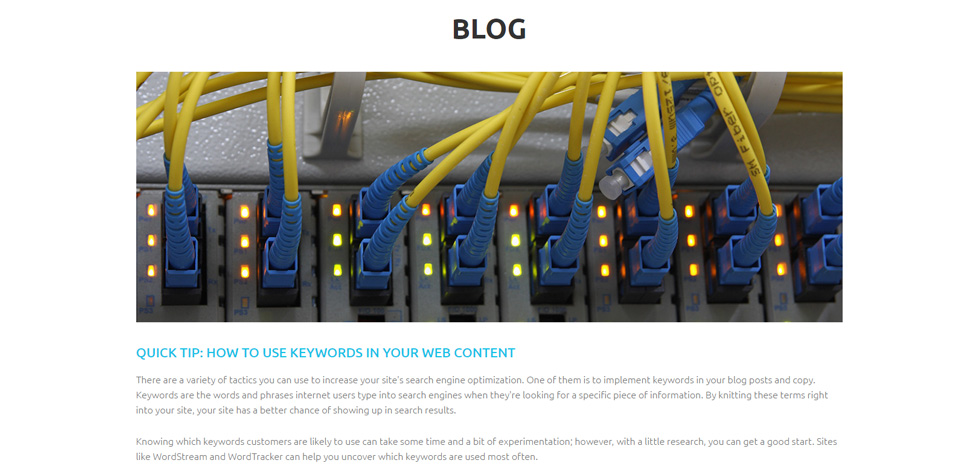 Blog post page
