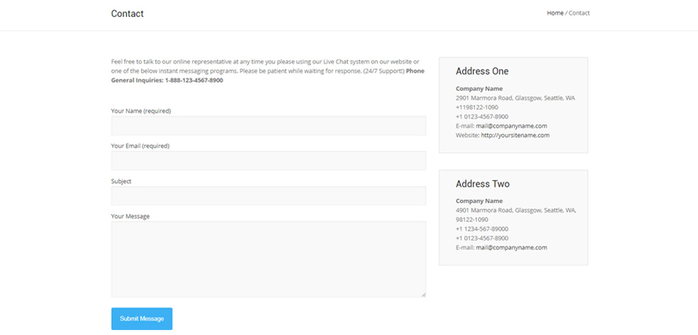 Contact page