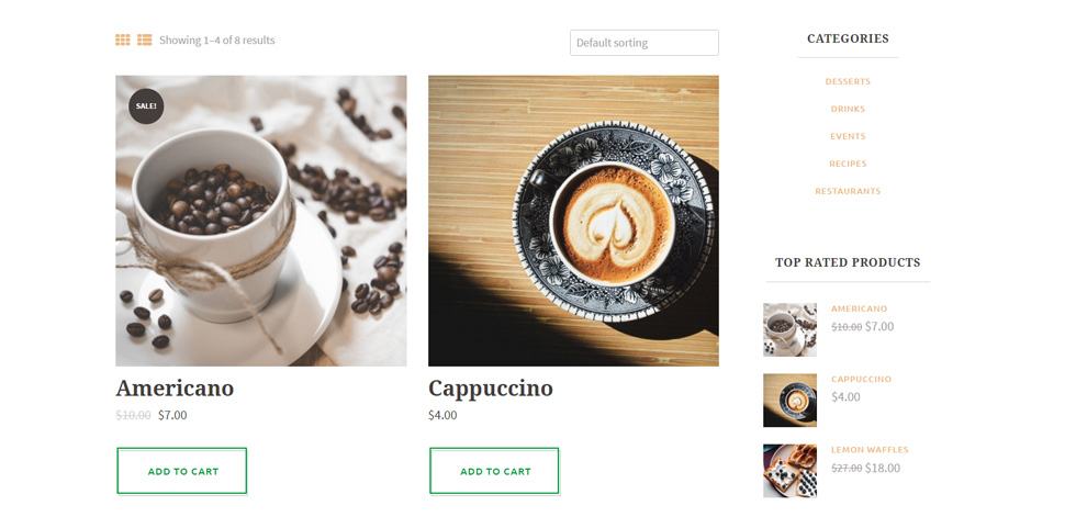 Shop page