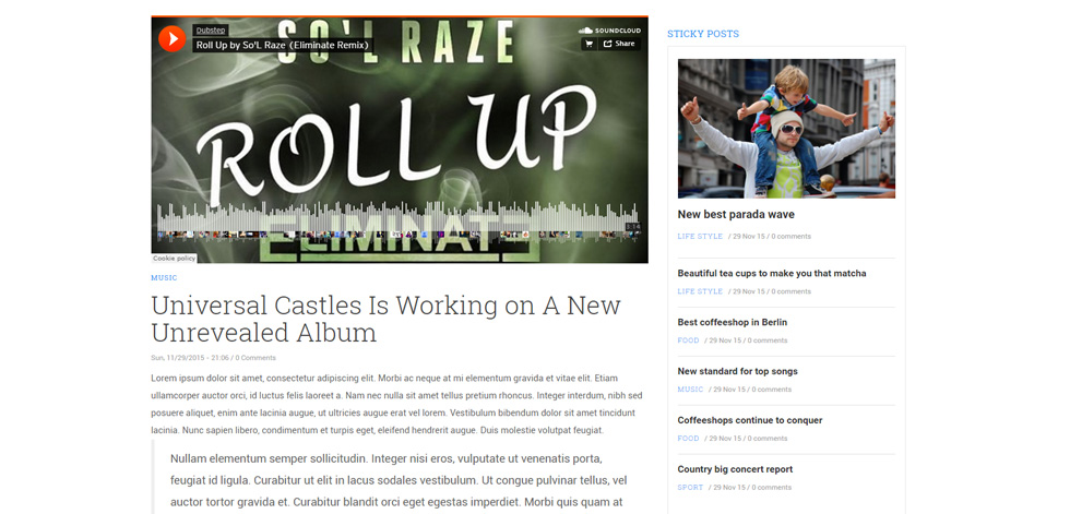 Blog post page
