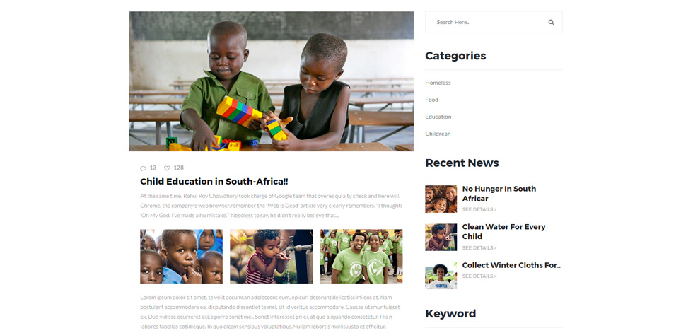Blog post page