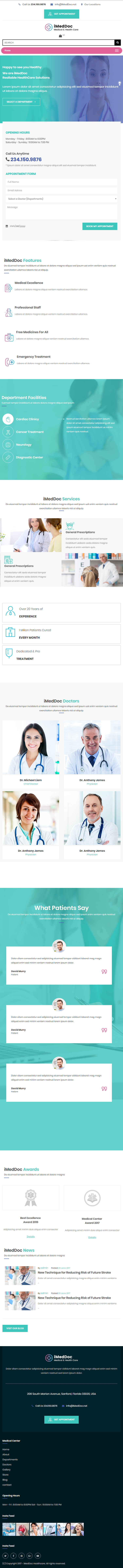 iMedDoc – Premium Responsive Medical Center and Health HTML5 Template theme — Tablet preview