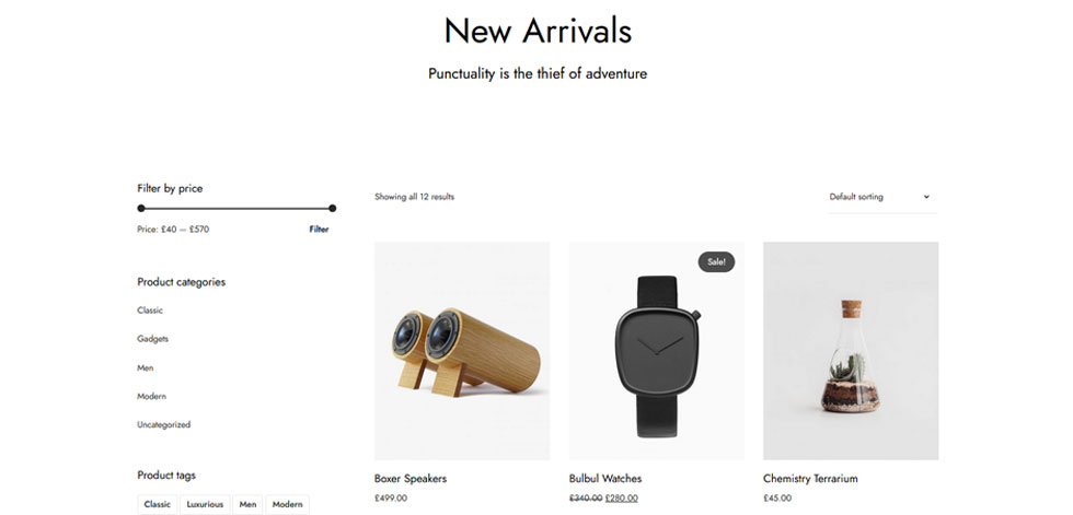 Shop page