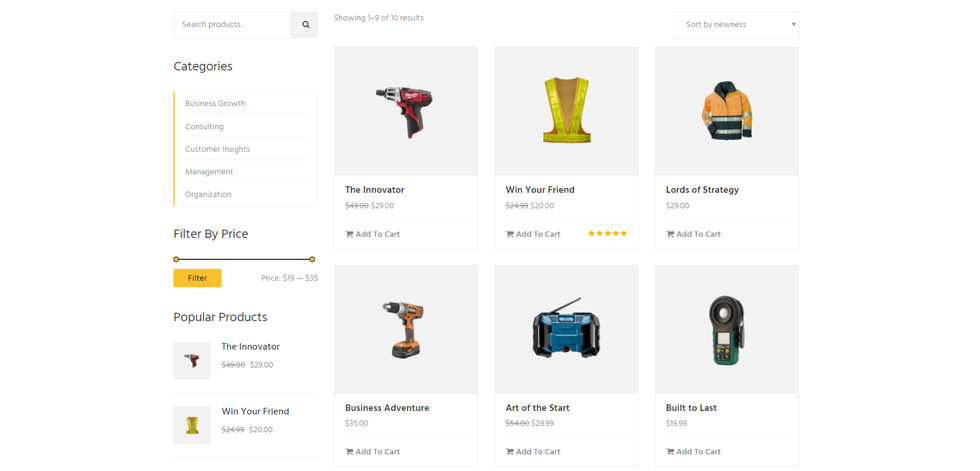 Shop page