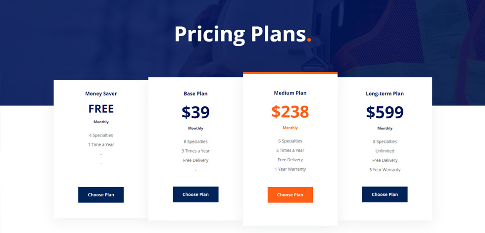 Pricing tables