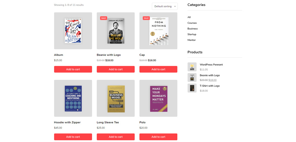 Shop page