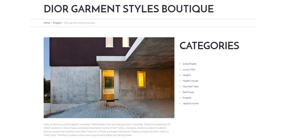 Blog post page