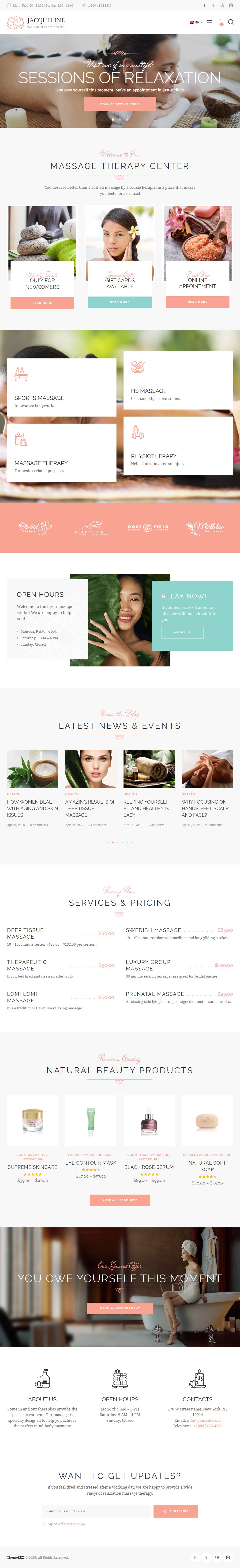 Jacqueline – Premium Responsive Spa & Massage Salon WordPress Theme theme — Tablet preview