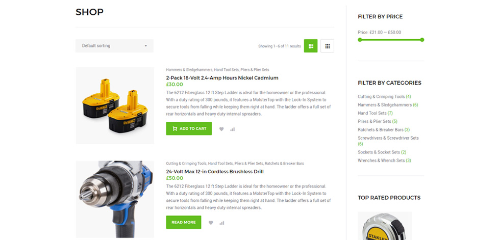 Shop page