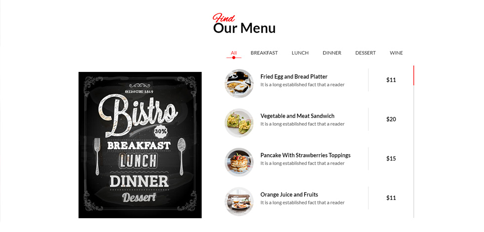 Food menu