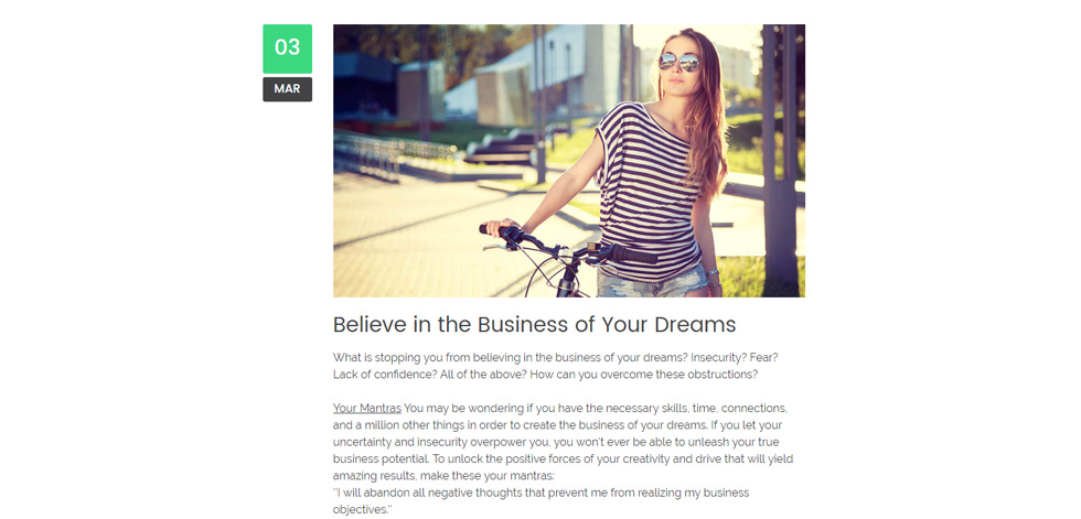 Blog post page