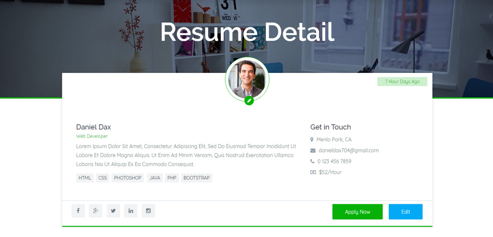 Resume detail