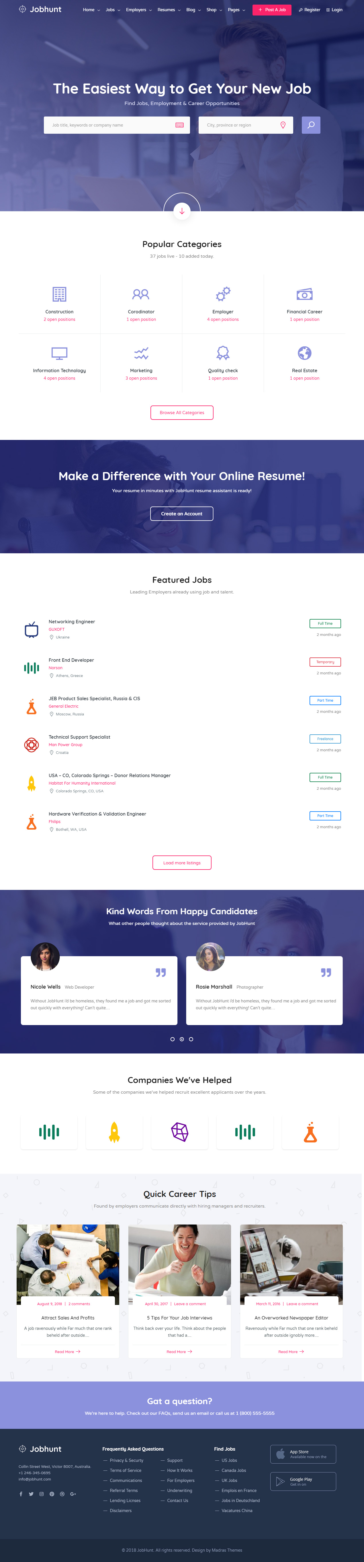 Jobhunt WordPress Job Board Theme