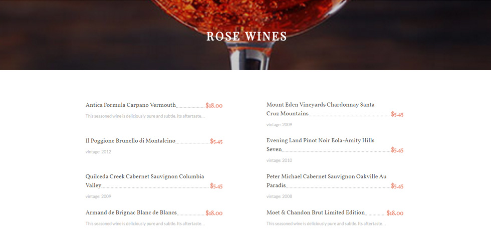 Wine selection