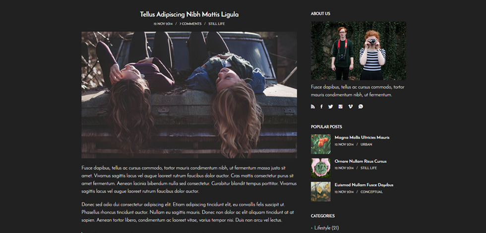 Blog post page