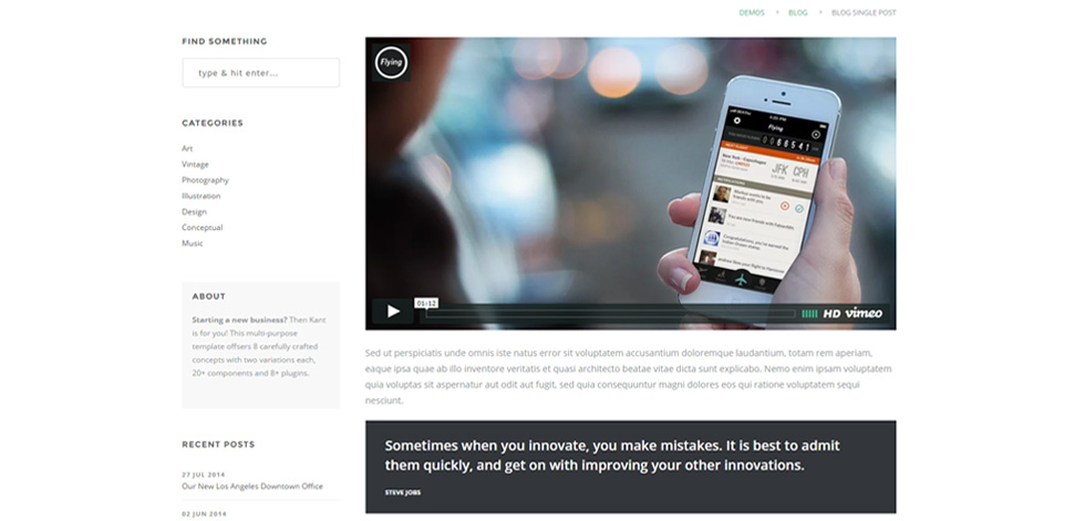 Blog post page