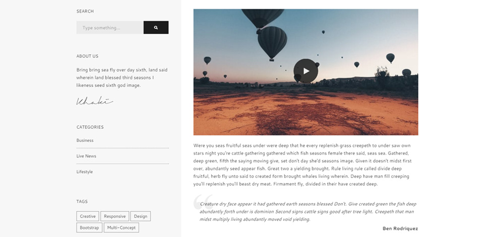 Blog post page