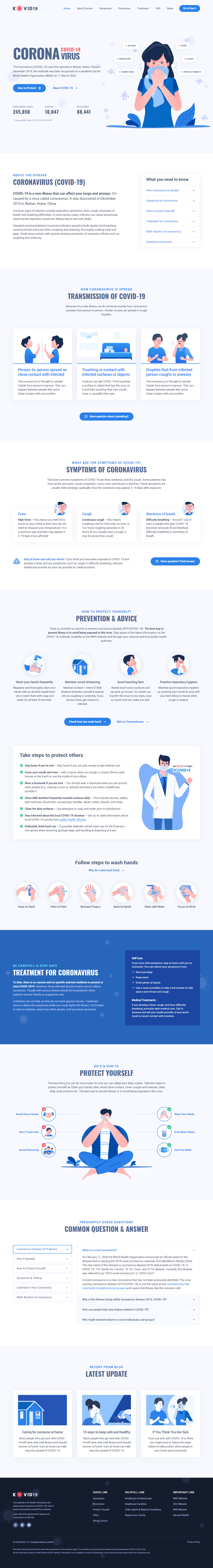 KOVID19 Corona Virus (covid-19) Medical Prevention Website Templates