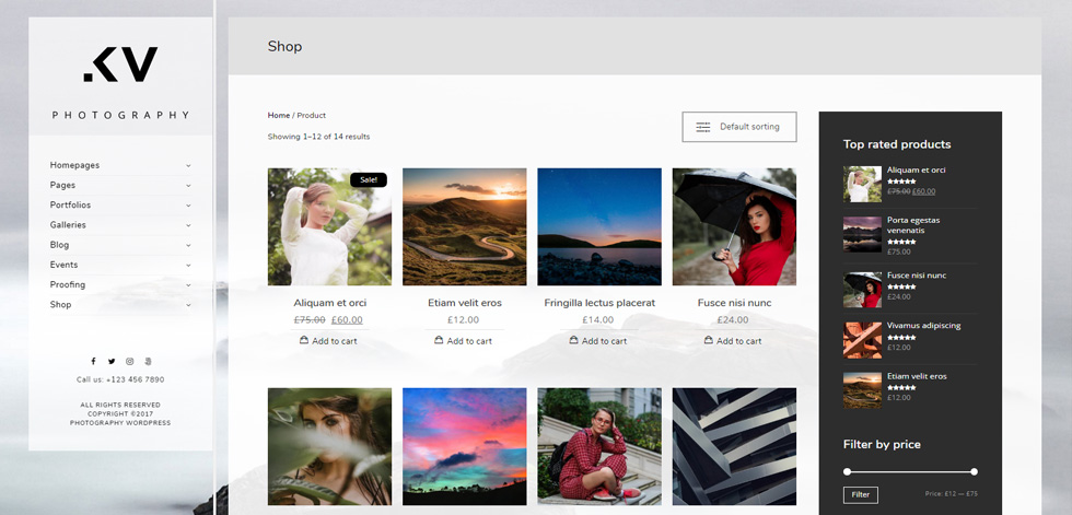 Shop page