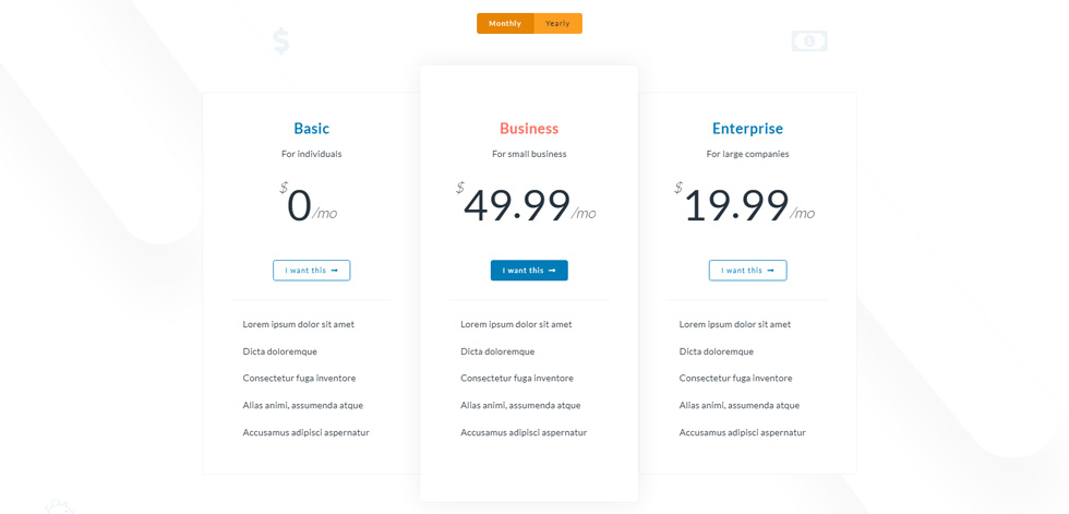 Pricing tables