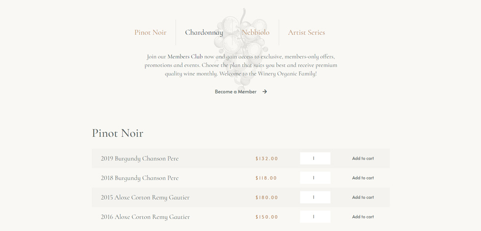 Shop page
