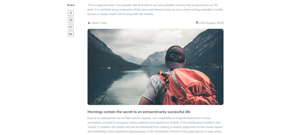 Blog post page