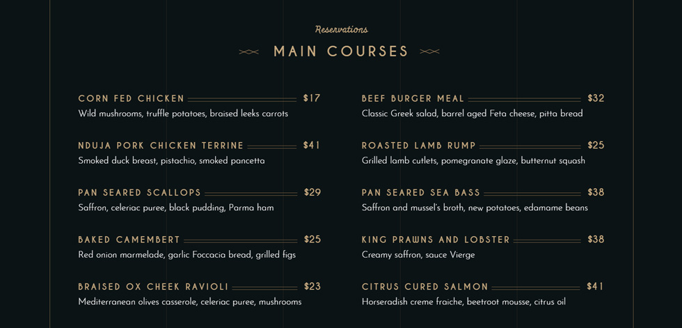 Food menu