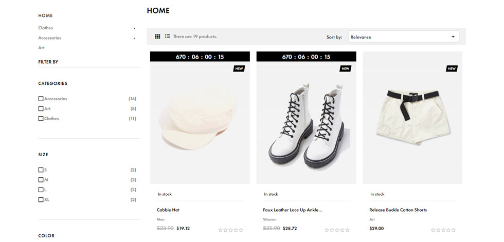 Shop page