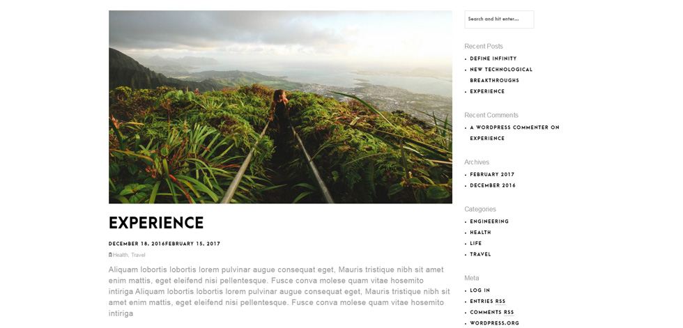 Blog post page
