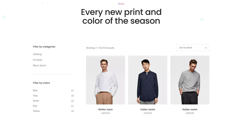 Shop page