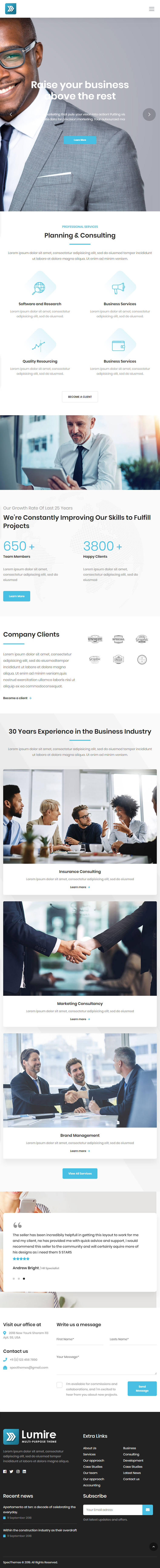 Lumire – Premium Responsive Business HTML5 Template theme — Tablet preview