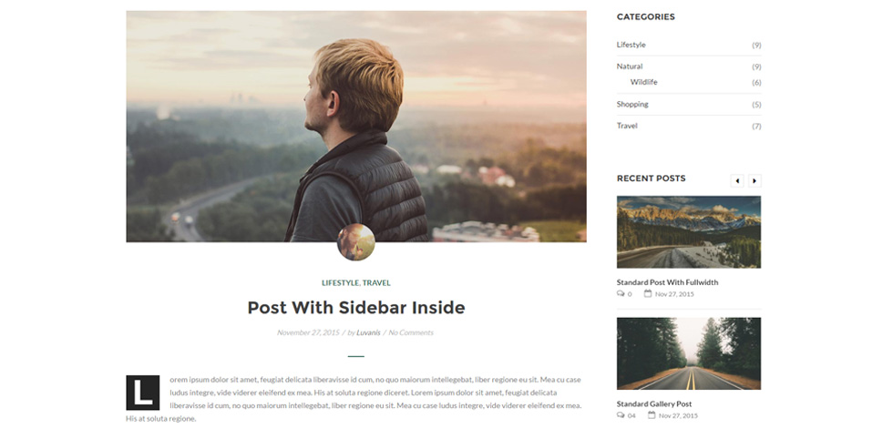 Blog post page