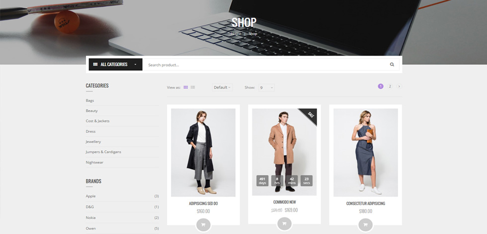 Shop page