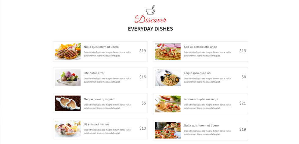Food menu