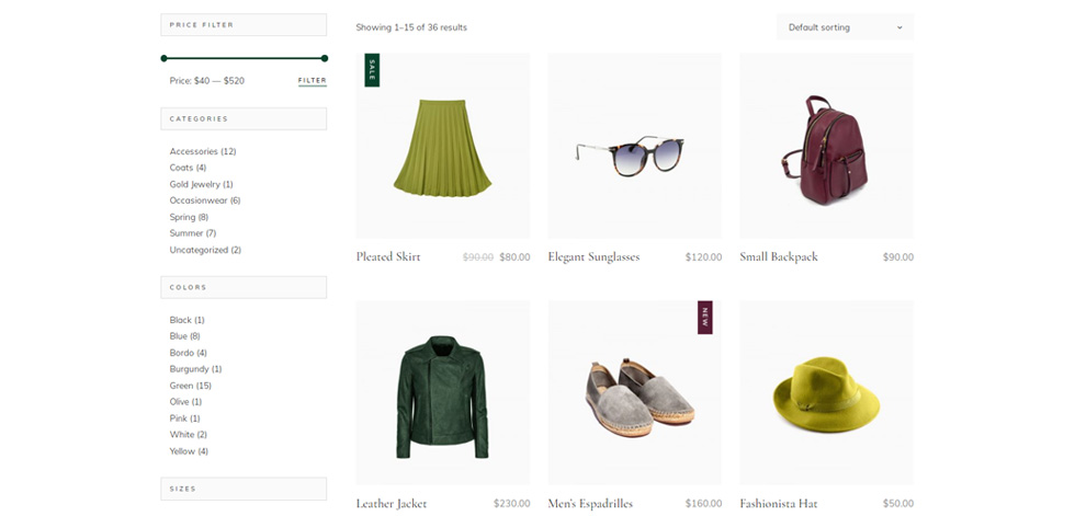 Shop page