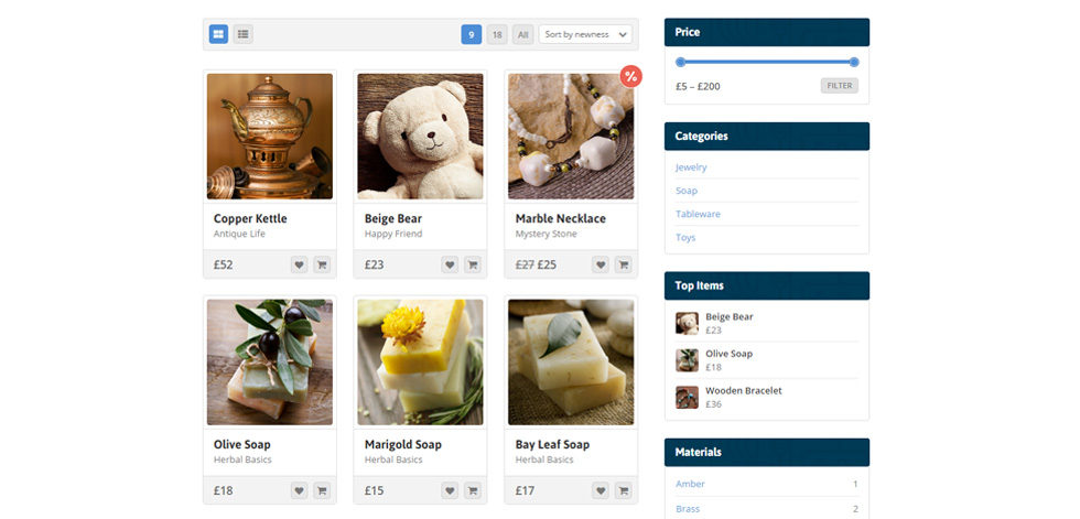 Shop page
